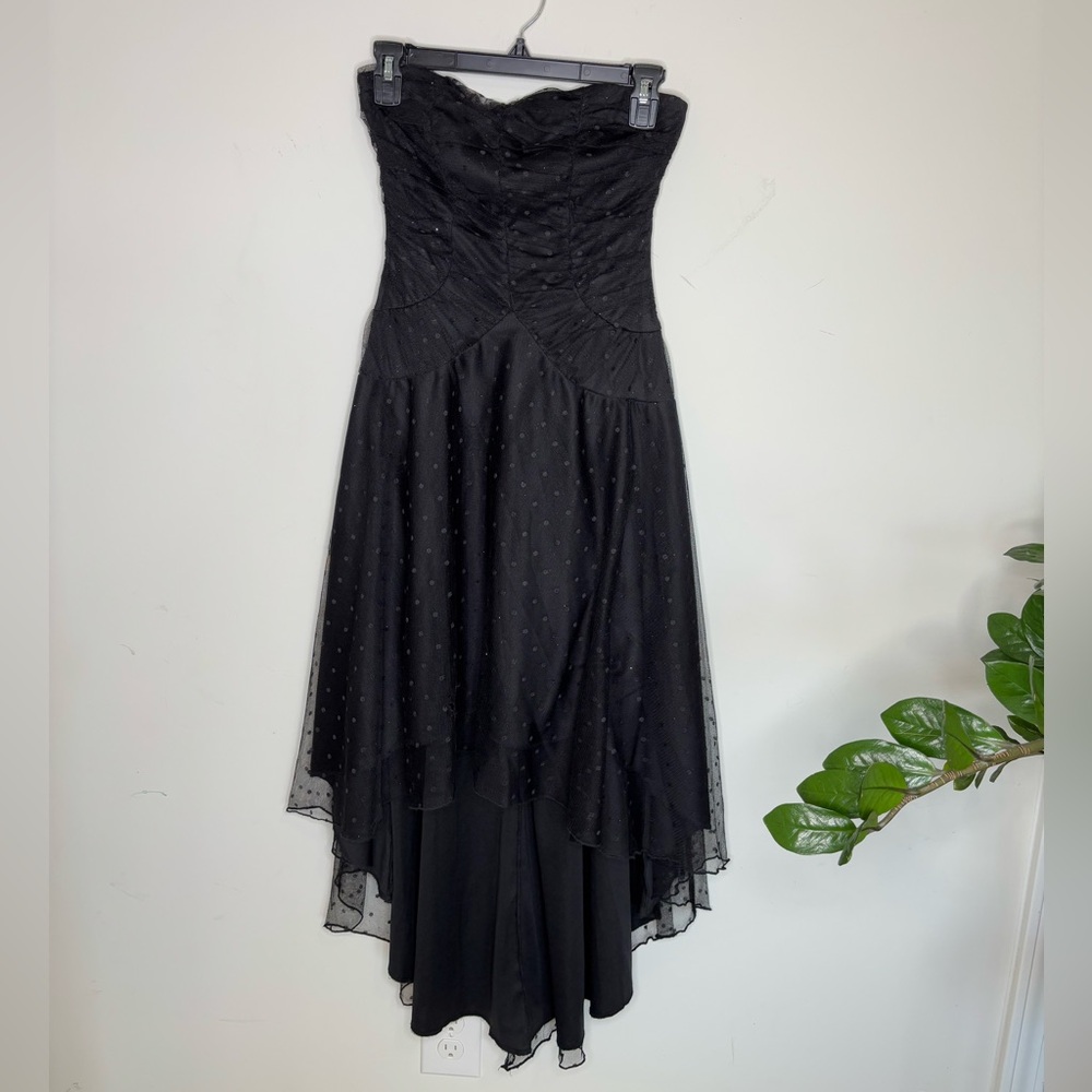 BN9 As U Wish Whimsigoth Witchy Black Strapless High Low Dress Small USA Made